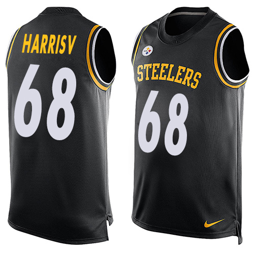 Men's Limited Ryan Harris Nike Jersey Black - #68 Player Name & Number Tank Top NFL Pittsburgh Steelers